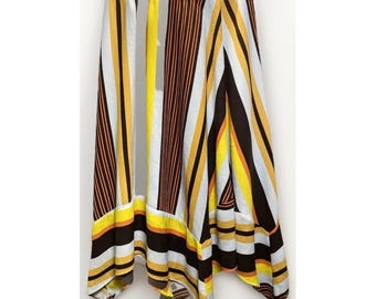 Falda larga Y2K Marc New York estilo retro años 70 para mujer, talla mediana, rayas coloridas, diseñador