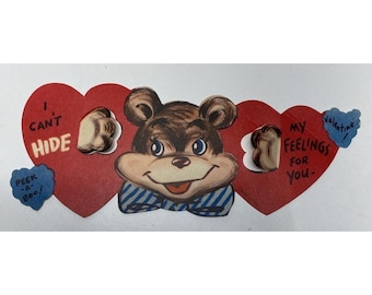 Vintage Valentine Bear Pop Up Card: "I Can't Hide My Feelings"
