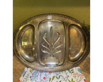 Antique Silver Platter Meat Serving Tray With Sides Silver Plate 21x15.5x1.5