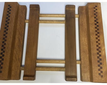 Pampered Chef Verstelbare Houten Onderzetter Vintage Ovenschotel Koelbak van Steengoed