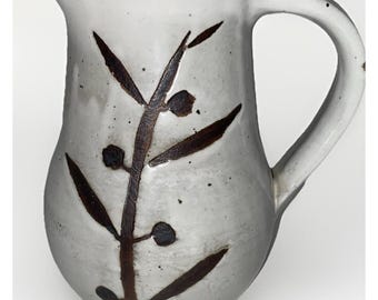 Vtg 70's Studio Art Pottery creamer pitcher 6.25"Tall Asian Stoneware MCM