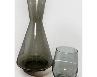 Bloomingville wine decanter smoked glass 10.75" x 5.75"modern minimalist