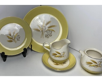 Century Service Autumn Gold - 3-Plates, Sugar Bowl, & Creamer Lot of 5