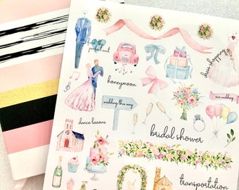 Wedding Planner Stickers | Planner Stickers | Watercolor | Wedding Planning | Stickers | Scrapbook Wedding | Wedding Gift |