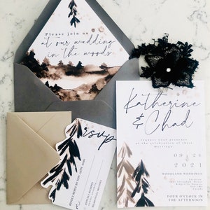 Rustic Wedding Invitation Woodsy Wedding Invitation RSVP Wedding in the Woods Outdoors Wedding Digital Download Available image 7
