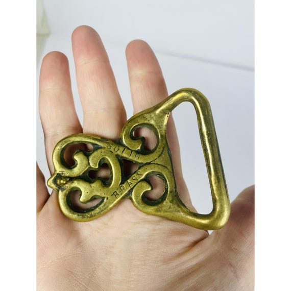 Solid Brass Abstract Pattern Trinity Vintage Belt… - image 2
