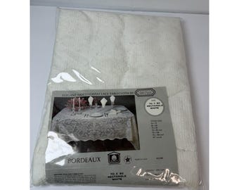 Table Charm Nottingham Lace White Tablecloth Rectangle 70x90 Cotton USA Bordeaux