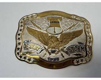 1991 Crumrine Desert Storm Belt Buckle Eagle Vintage