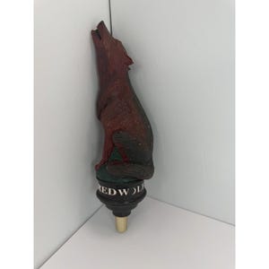 Red Wolf Beer Tap Handle Knob Howling Wolf Breweriana Collectible READ