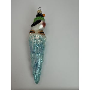 Christopher Radko Pen-cicle Ornament Penguin on Ice Iceberg Blown Glass