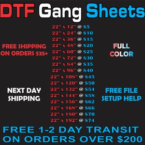 DTF Gang Sheet | DTF Transfers | Gang Sheets | Custom Heat Transfers | Bulk DTF Gang Sheets | Direct to Film Transfers