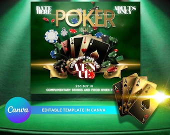 Editable Poker Night Template in Canva