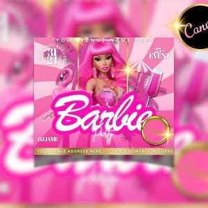 Edytowalny szablon imprezy Barbie
