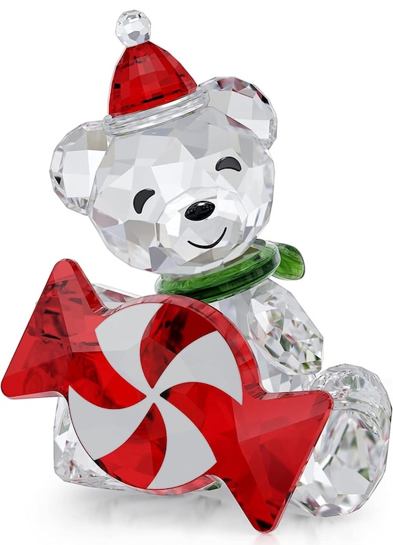 Swarovski Crystal Kris Bear With Peppermint Candy Christmas