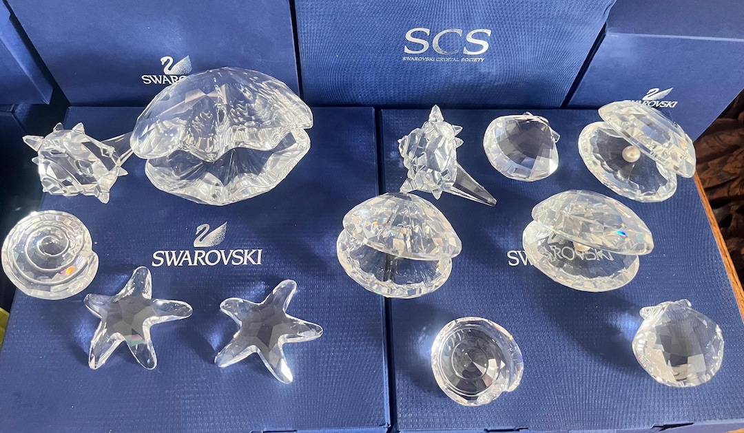 Swarovski Crystal Shell Figurines: Starfish, Snail, Oyster - Etsy