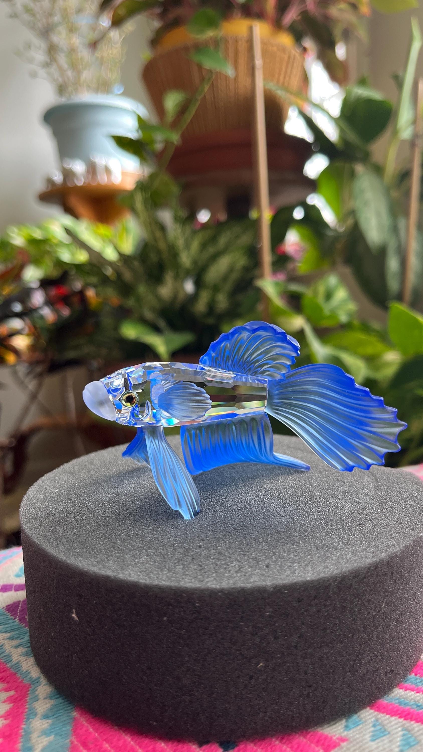 Swarovski Crystal Figurine Siamese Fighting Fish Blue 236718 Mint