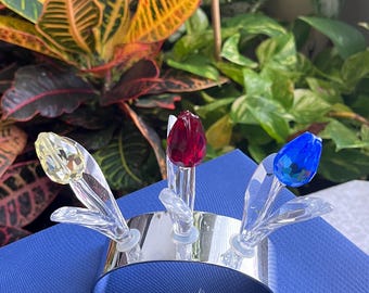 Swarovski Crystal 3 Tulips in Mirrored Stand With No Box - Etsy