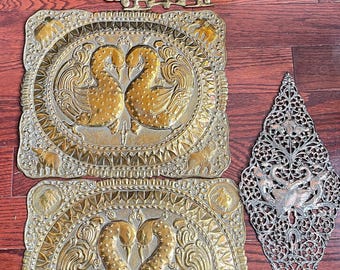 Priced individually Vintage Indian Brass Pierced Plaque  Birds