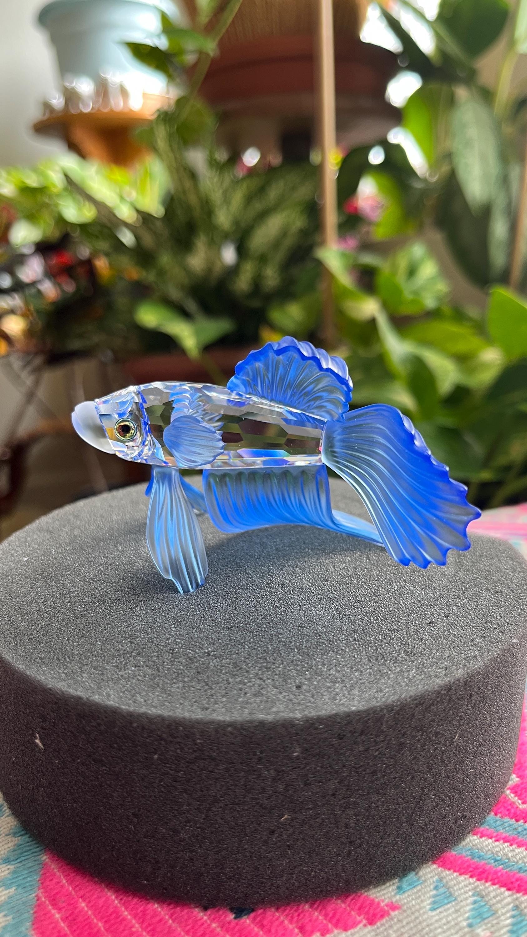 Swarovski Crystal Figurine Siamese Fighting Fish Blue 236718 Mint