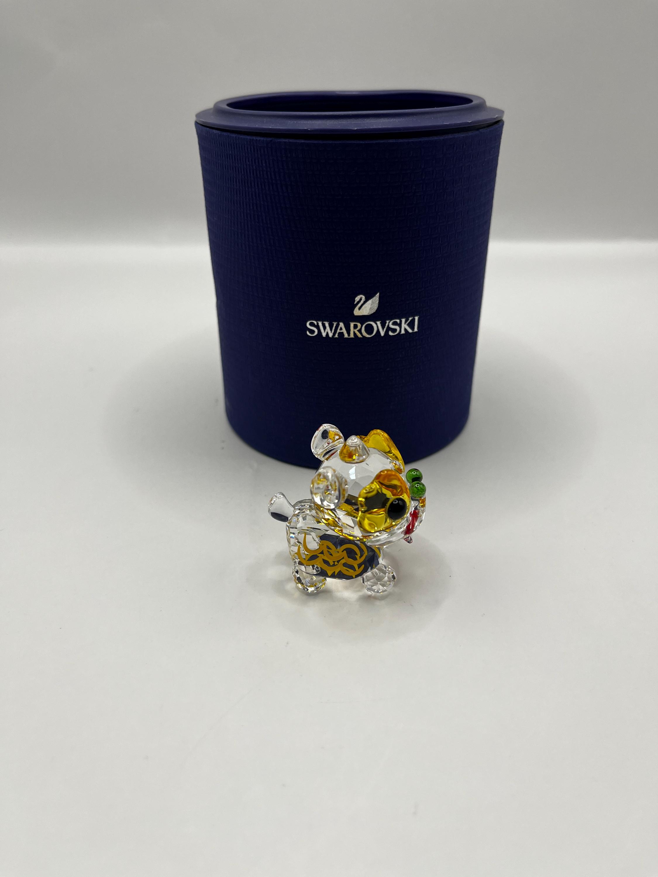 縁起物　スワロフスキー 獅子舞 厄除 魔除け 縁起物 長寿 幸運 2ペア オブジェ 置物 シシマイ 獅子舞 約4cm 置物
