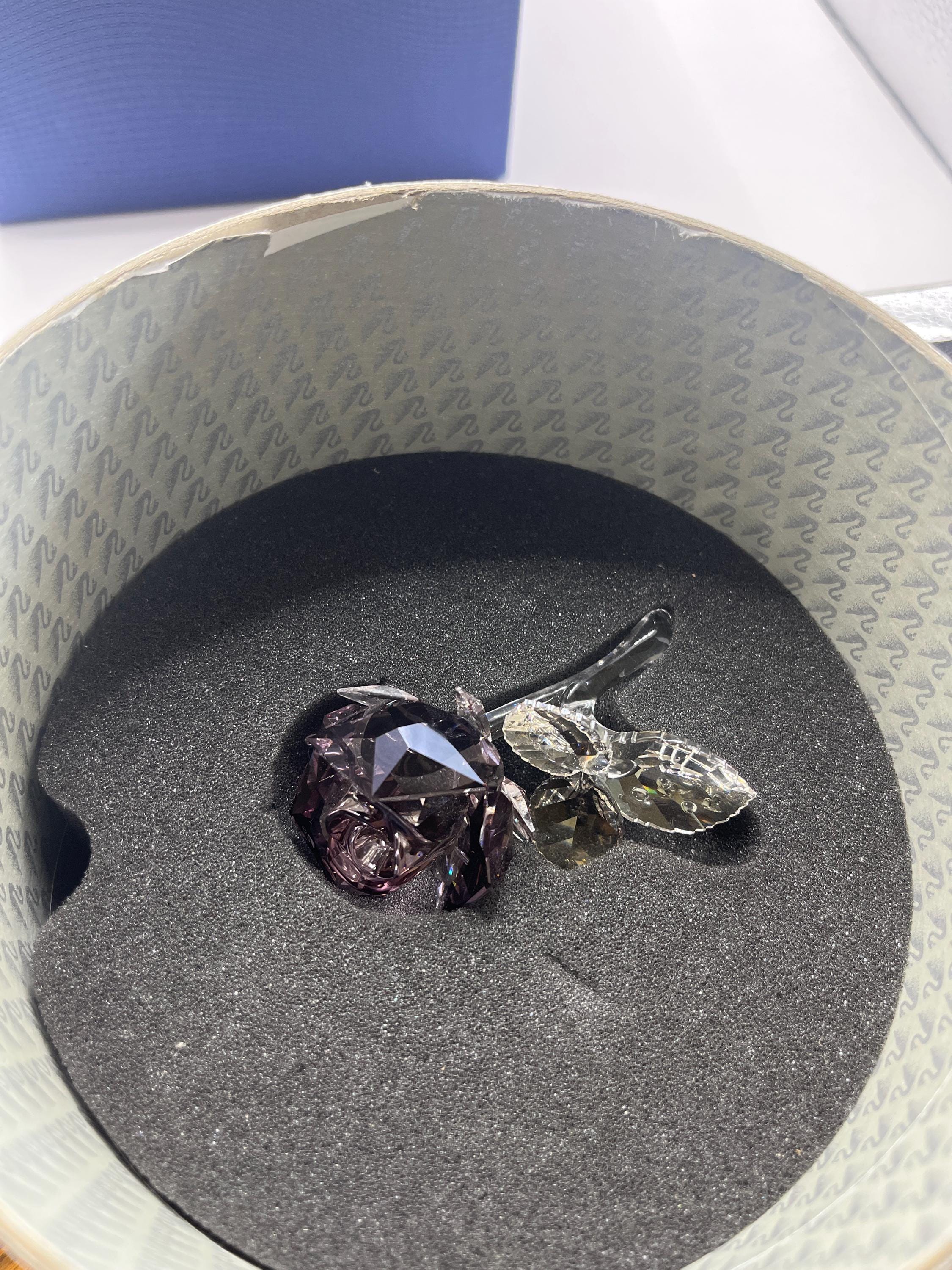 Swarovski Crystal Rose Dark Purple Color With Box and Coa - Etsy