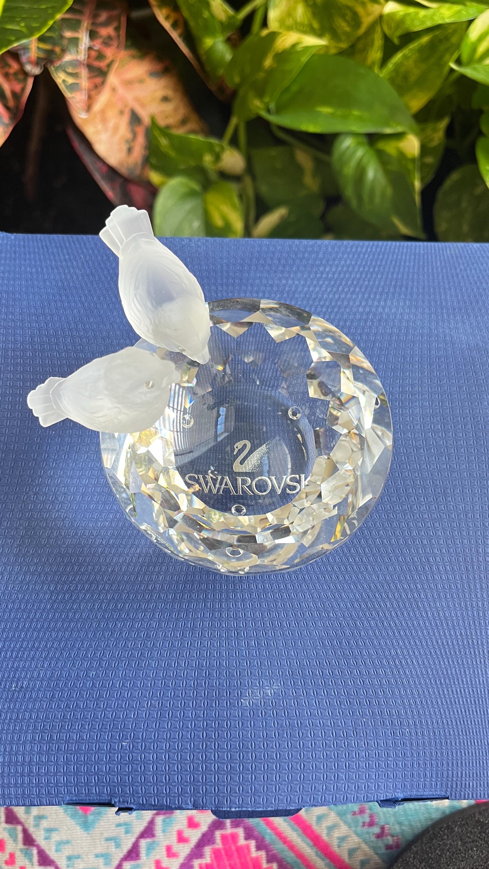 Vintage Swarovski Crystal Bird Bath Figurine 10029 - Etsy
