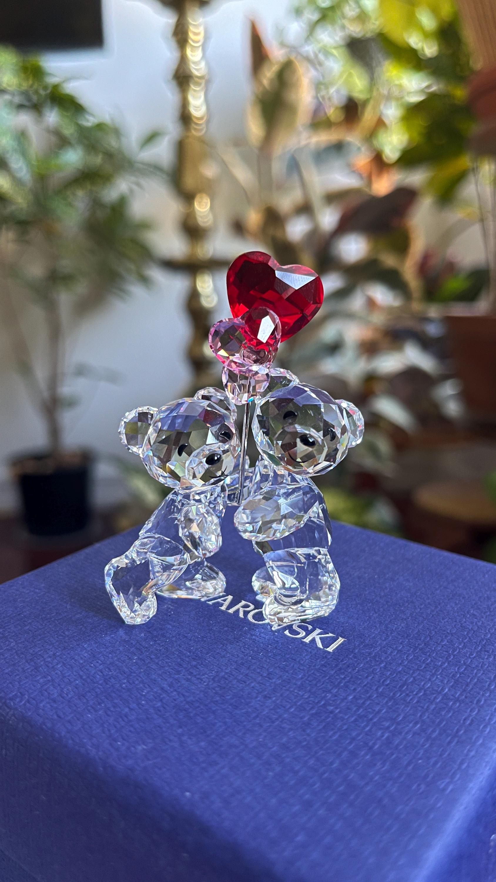 置物 SWAROVSKI Crystal Bear Heart Balloons Swarovski Kris Bear Heart Balloons 5185778 Mint. - Etsy Australia