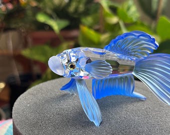 Swarovski Crystal Figurine Siamese Fighting Fish Blue 236718 Mint