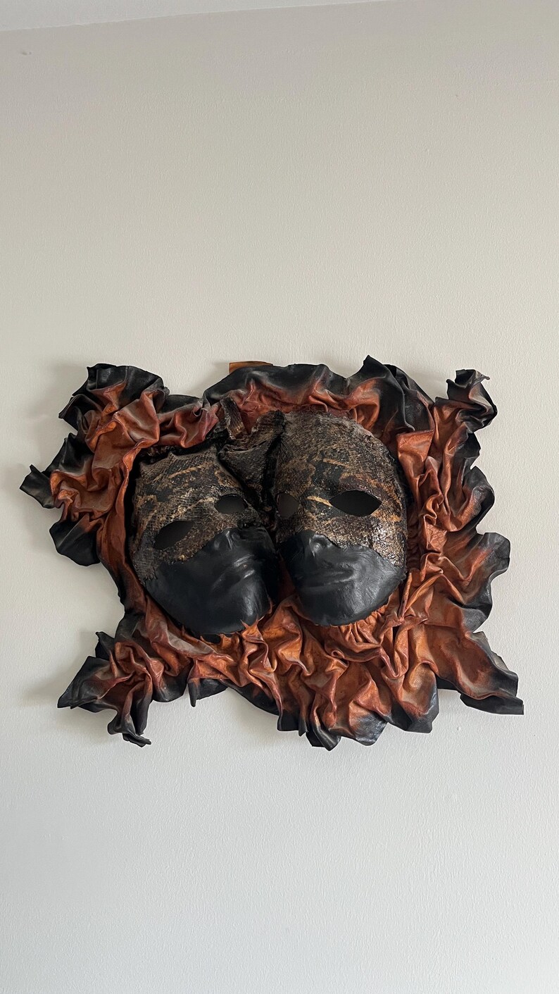 Square Ruffle R Entry Masks Handmade Leather Mask Labeled