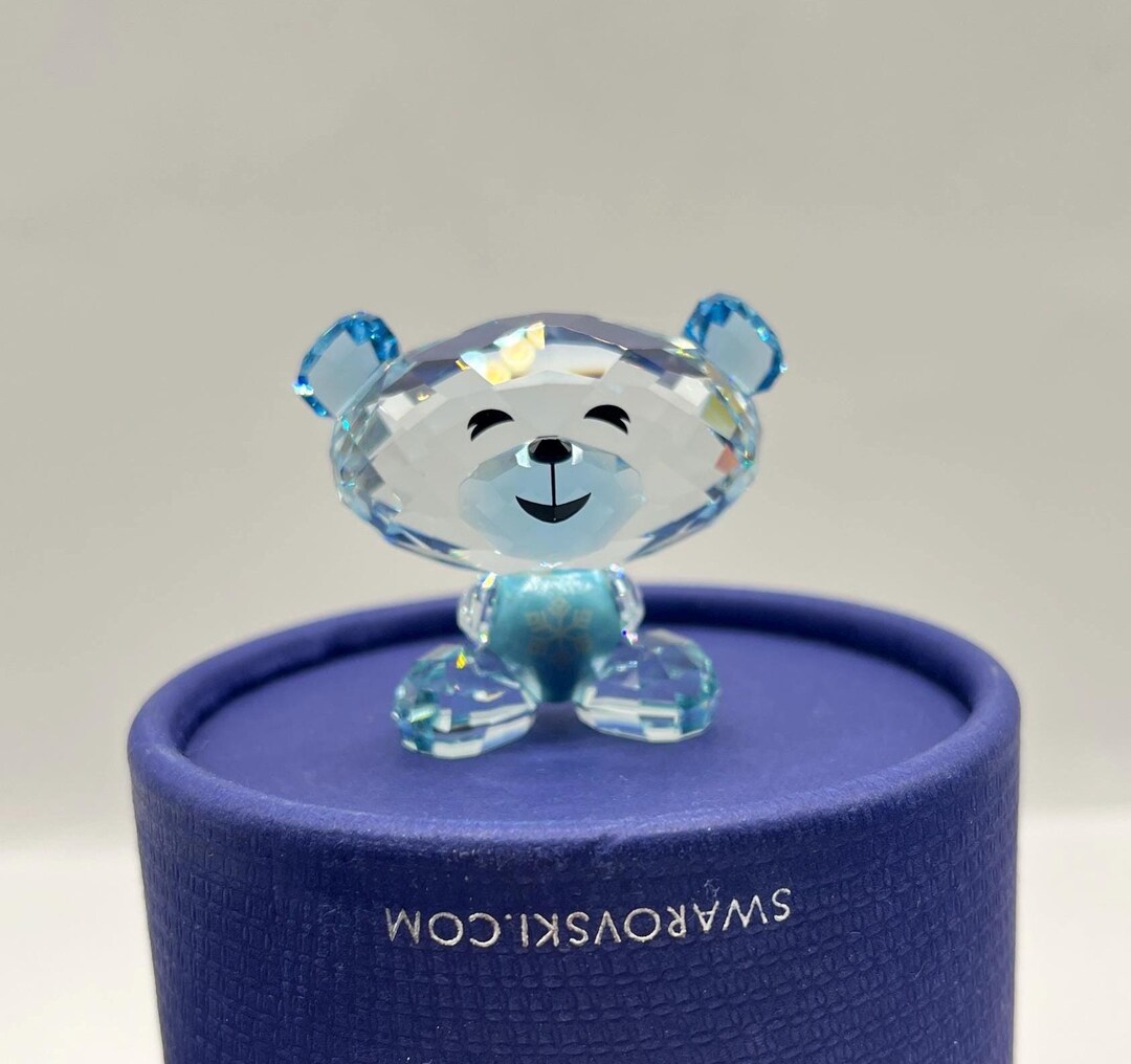 Swarovski Crystal Figurines Bo Bear - Ice Blue Smile Display - Etsy