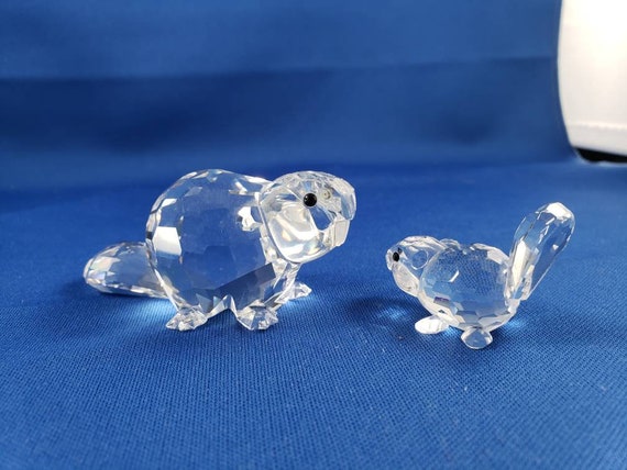 Swarovski crystal Beaver Mother and baby - Etsy 日本