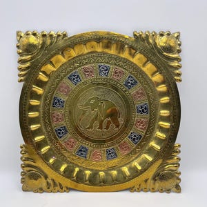 MCM Wandteller aus Messing mit Elefantenmotiv