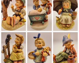 Vintage Hummel Figurine Set: Sing Along, Blessed Event, Smiling Through