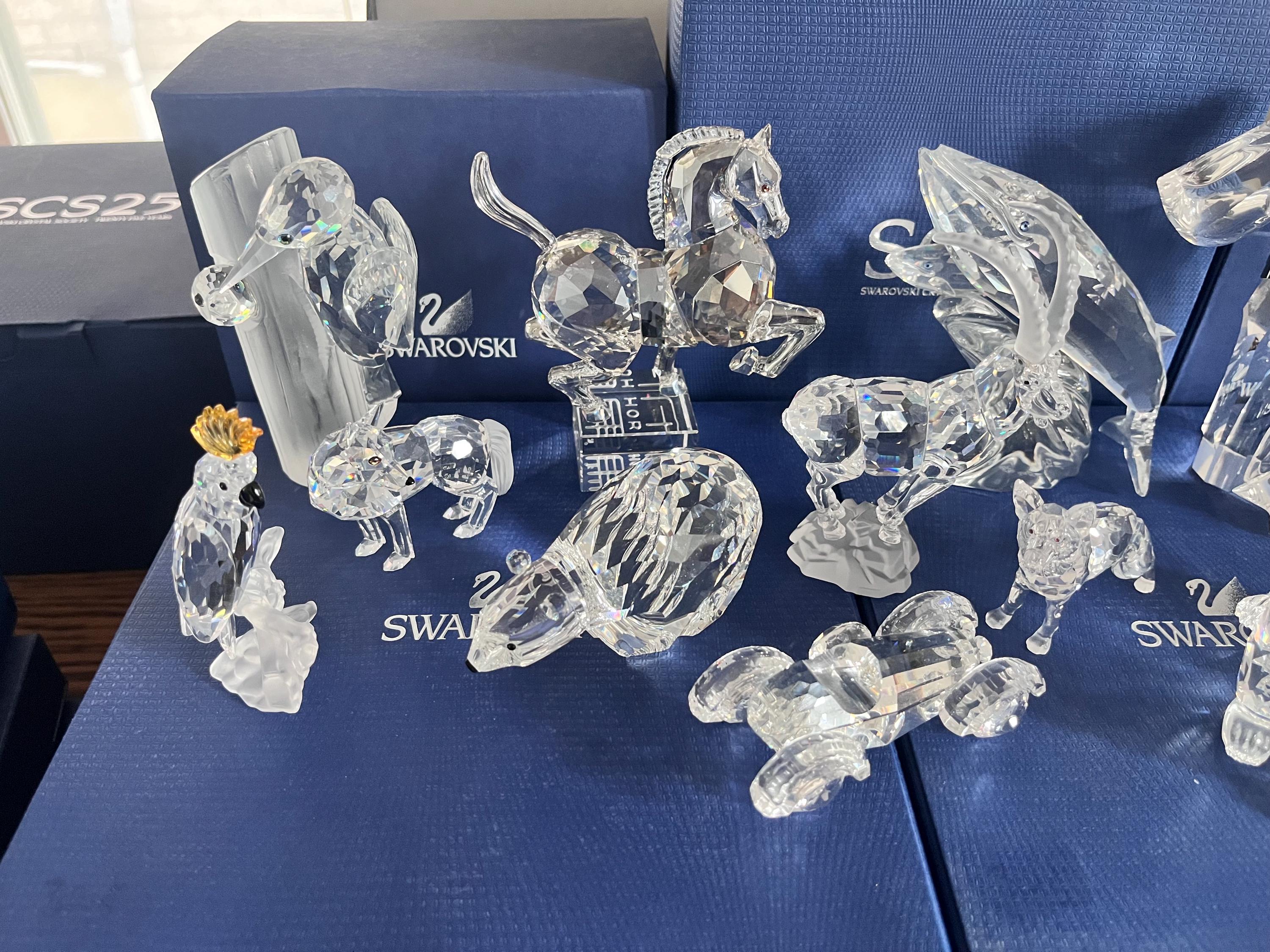 Swarovski Crystal Animal Figurine: Austria Swan Logo, Mint