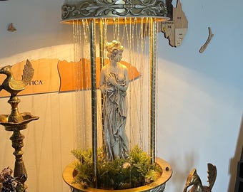 Vintage Oil Rain Table Lamp, Greek Goddess Authentic Working Condition Piece for Nostalgic Ambiance,  made in USA