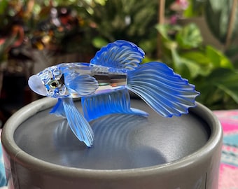 Swarovski crystal figurine Siamese Fighting Fish Blue 236718 Mint with box.