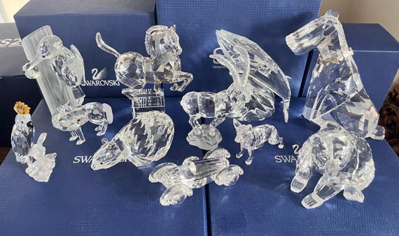 Swarovski Crystal Animal Figurine: Austria Swan Logo, Mint