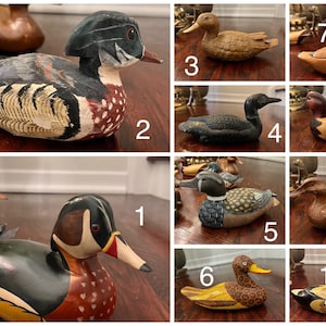 Vintage, handmade duck figurines hand painted