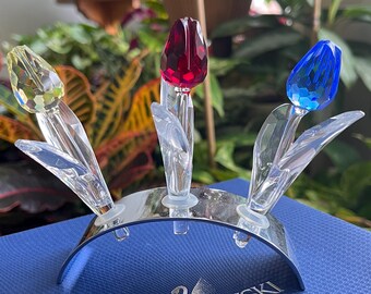 Swarovski Crystal 3 Tulips in Mirrored Stand With No Box - Etsy