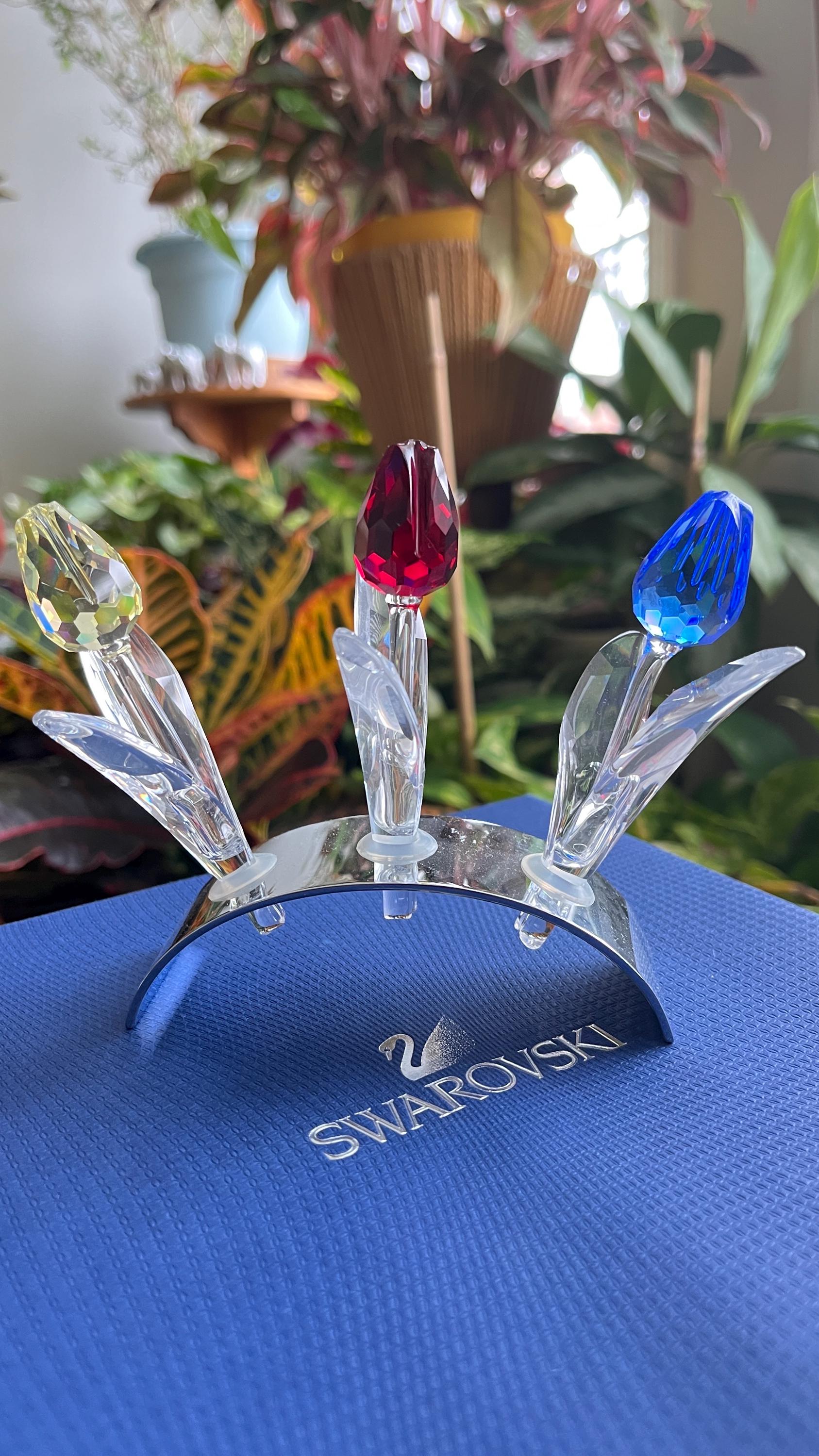 72Swarovski クリスタル チューリップ 置物 3個セット 値下】SCS限定