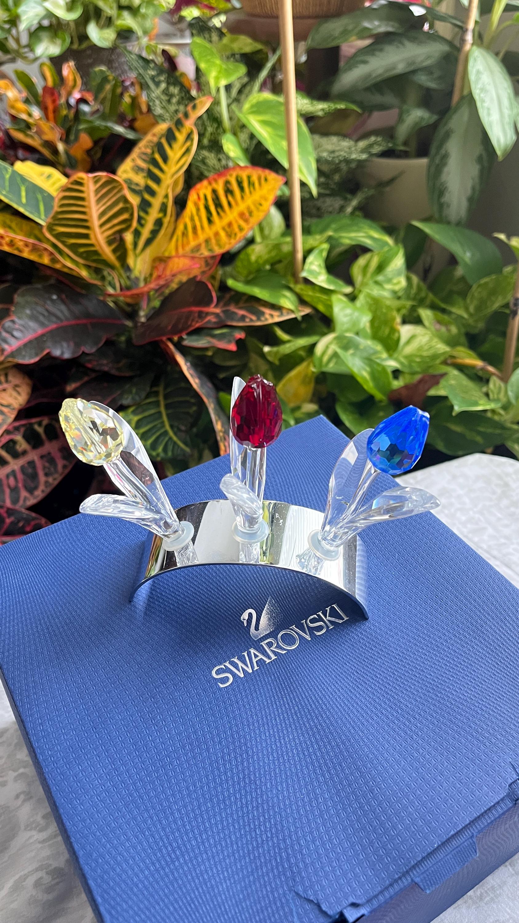 Swarovski Crystal 3 Tulips in Mirrored Stand With No Box - Etsy