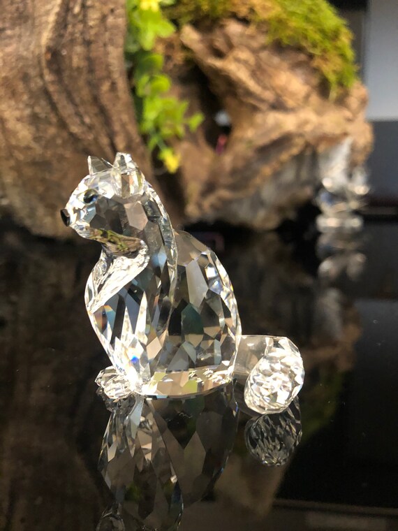 SWAROVSKI  猫 置物 Swarovski Cat Figurine Crystal With Original Box and COA - Etsy