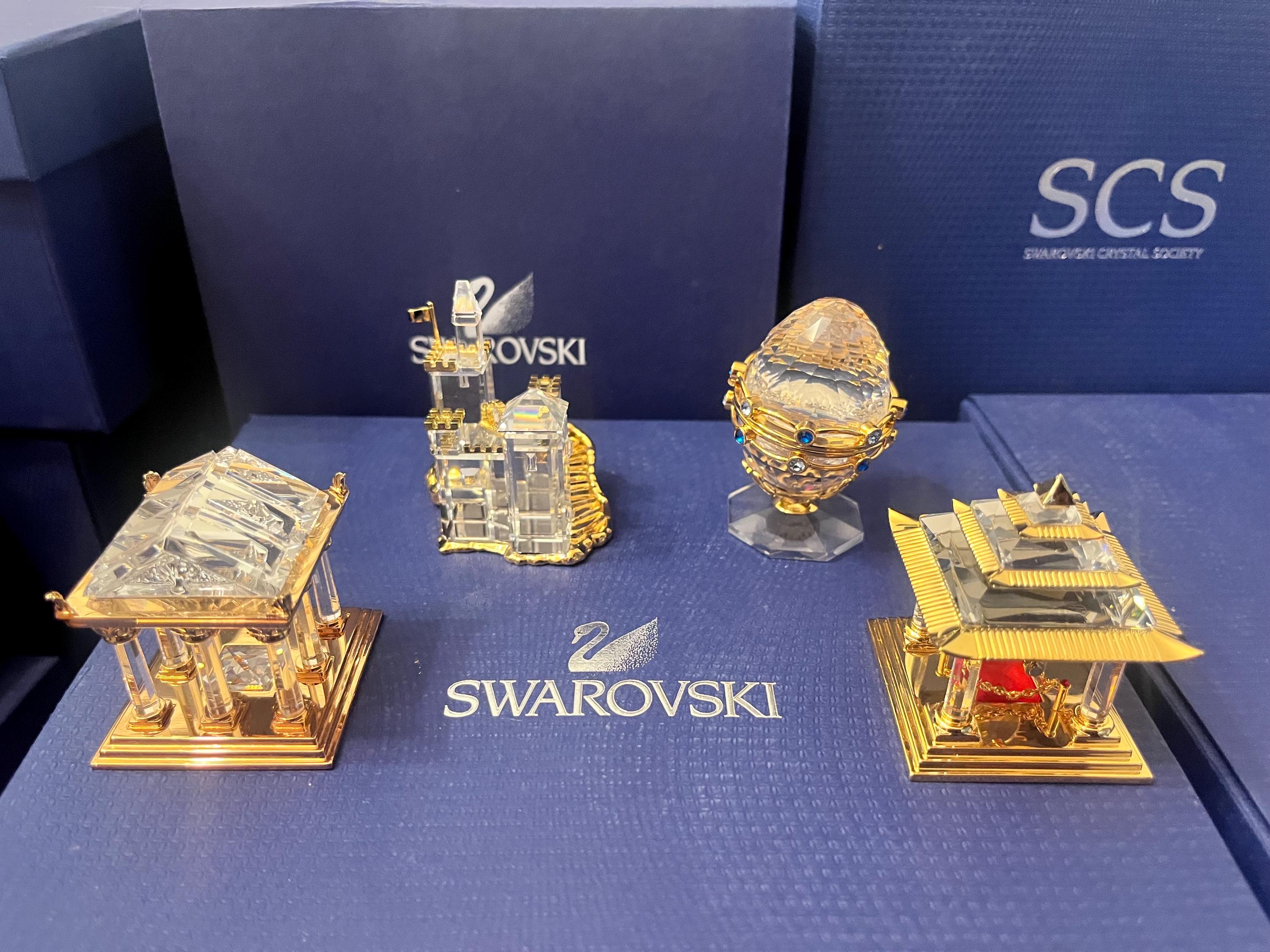 めい＆かいママ スワロフスキー　taiga 置物 Swarovski Crystal Memories Journey Set of 4 Japanese Temple