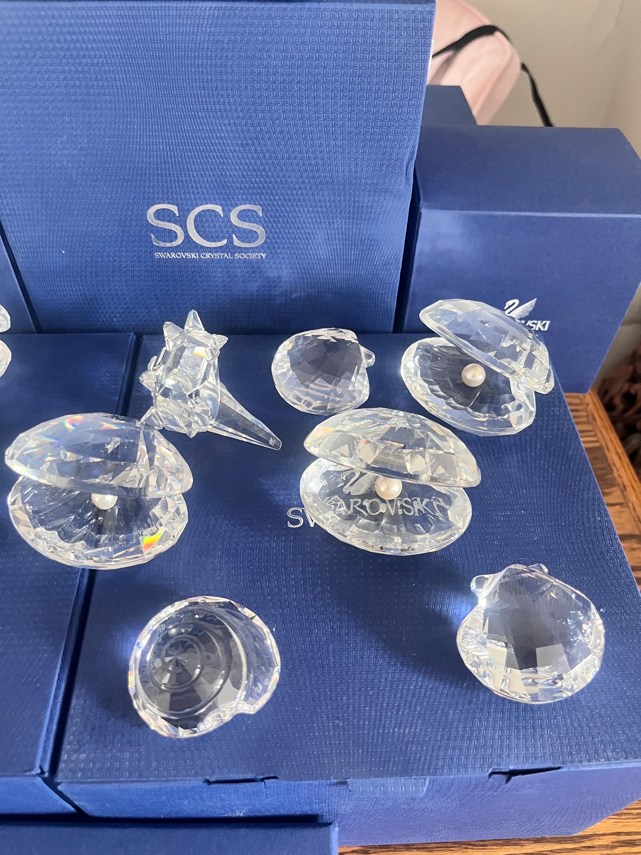 Swarovski Crystal Shell Figurines: Starfish, Snail, Oyster - Etsy