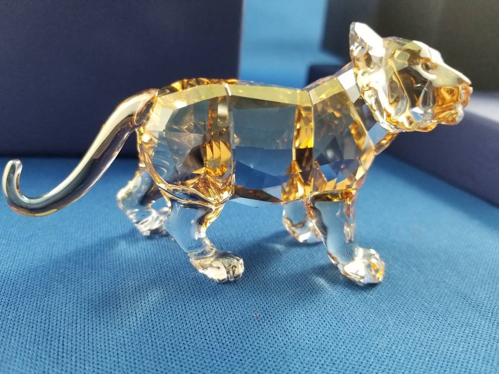 Huh tijger klok Swarovski Crystal SCS Colored Tiger Cub W/ Original Box and | Etsy