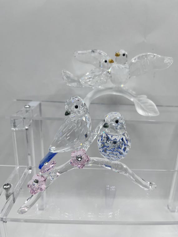 Swarovski Crystal Turtle Doves,blue Tits ,white Eyes and Blue