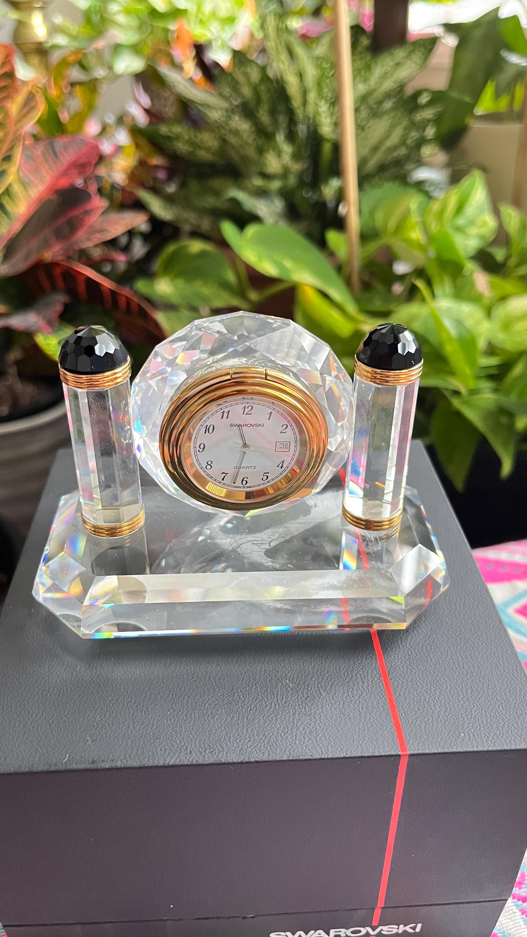 Swarovski Crystal Belle Epoque Desk Mantle Clock Jet Retired - Etsy