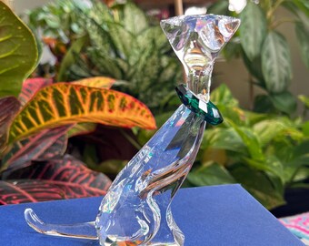 Swarovski Crystal the Cat With Green Collar NIB 289478 A 7685 NR