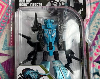 Transforming Toy, Blue Robot Insect Design in Retail Packaging