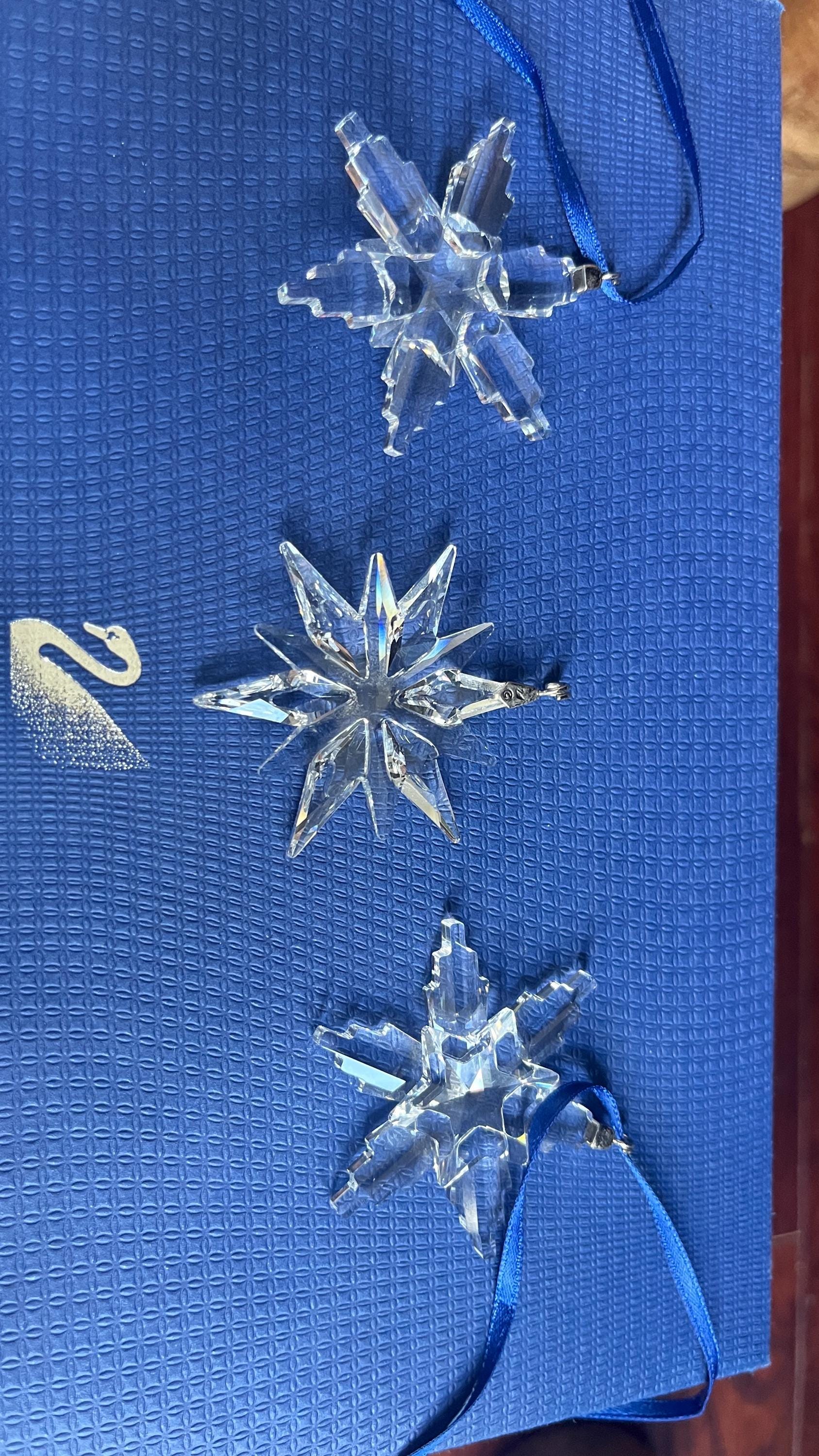 SWAROVSKI Crystal Set of 3 Small (2.75”)star Snowflake Christmas